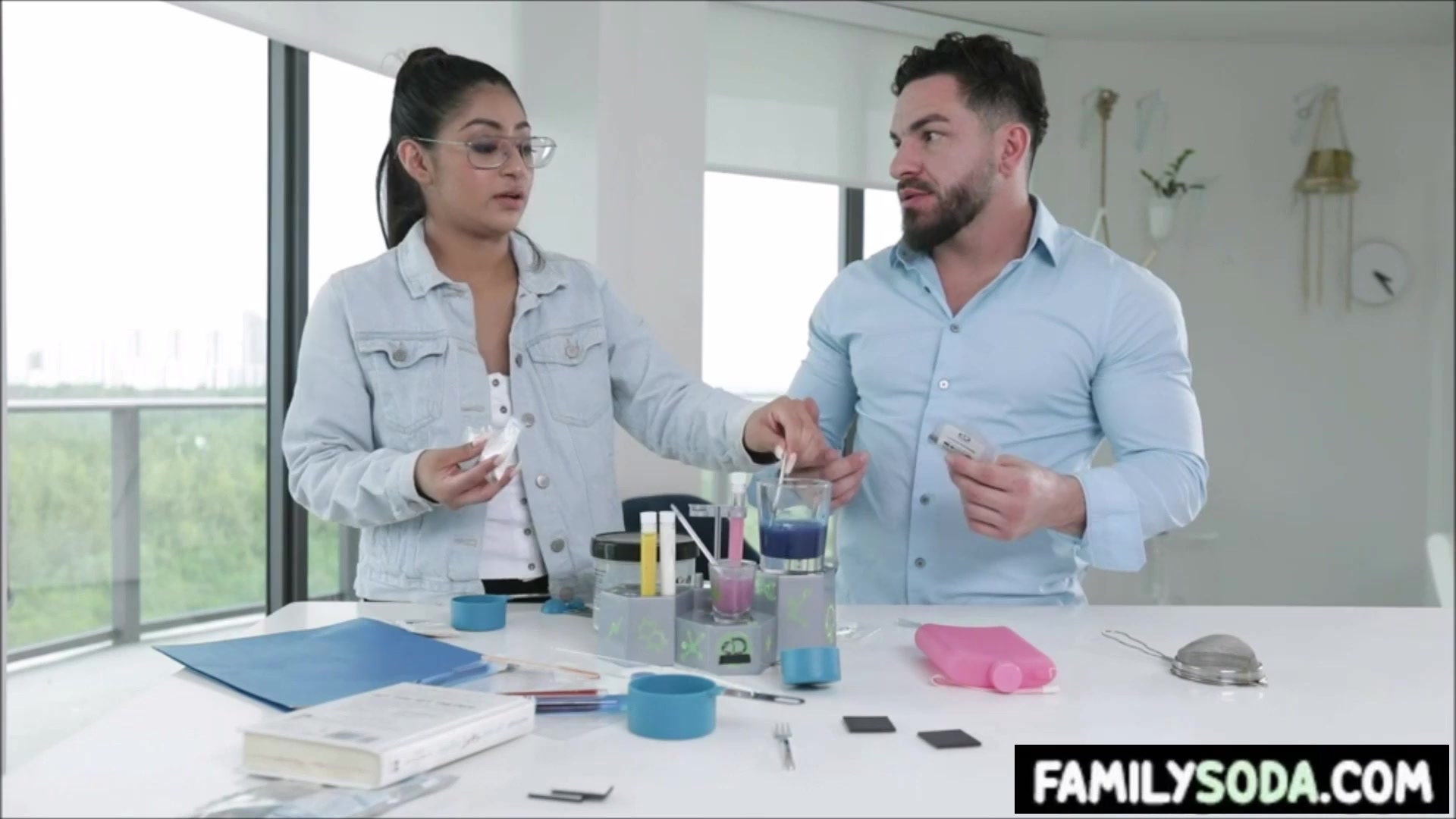 Scientist stepsiblings fuck in the lab