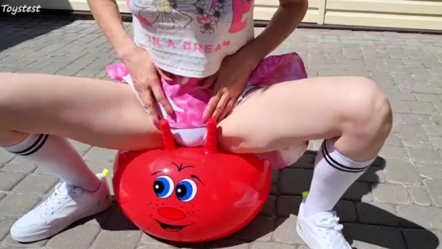 Horny Stepsister Riding Fitness Ball with DOUBLE PENETRATION