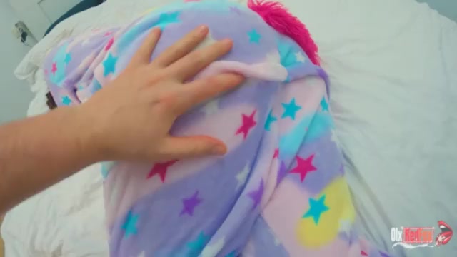 Sweet Big Ass Step Sister in Unicorn Kigurumi Has Loving Sex at Home