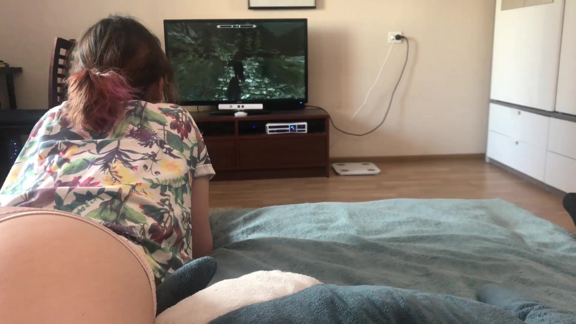 step Brother fucks his sister while she plays game POV