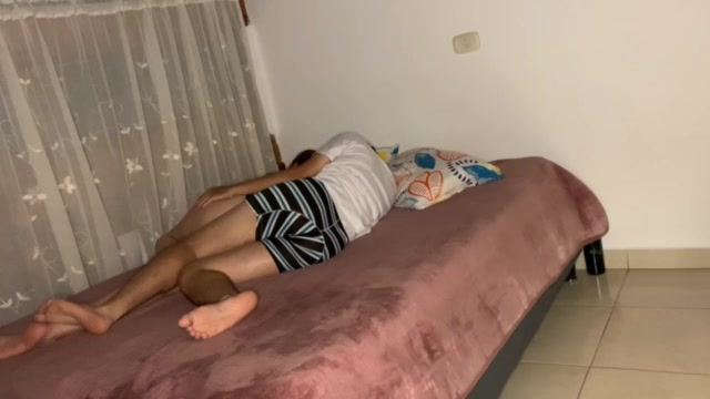 My stepsister stays home on vacation and fucks me without caring that I’m in bed with my wife